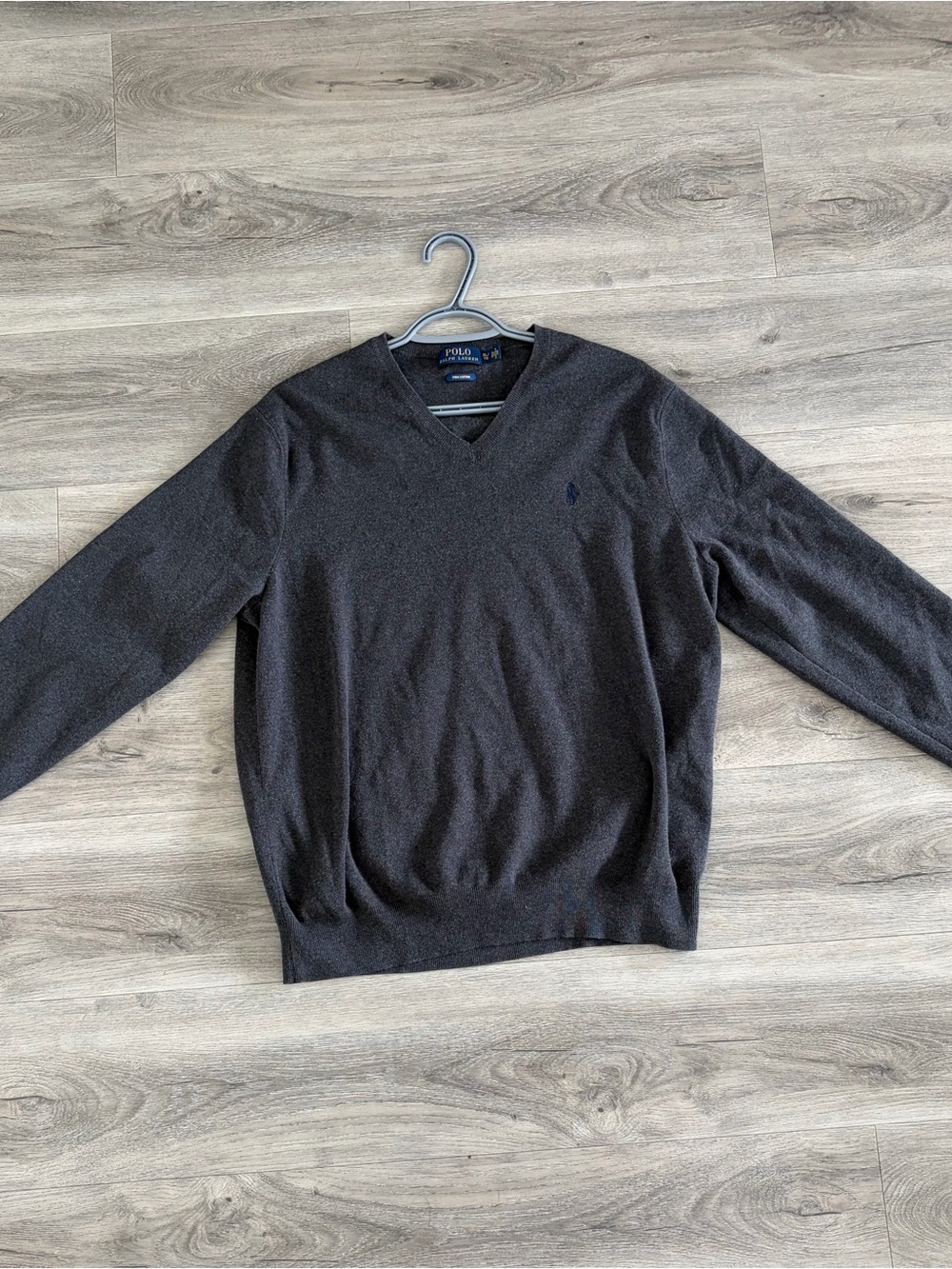 Polo Ralph Lauren Men's XL V-Neck Sweater Charcoal Old Money Preppy Quiet Luxary